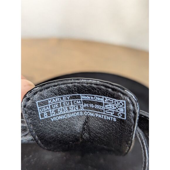 VIONIC Karley Black Sandal Size 8 Supportive Flat Dressy Comfortable Resort - Picture 9 of 9